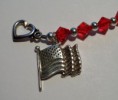 Red Swarovski Crystal Support Our Troops Bracelet